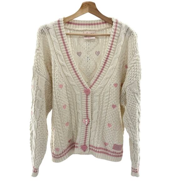 Taylor Swift Sweaters - Taylor Swift Official Lovers Album White/Pink Chunky Knit M-L Cardigan